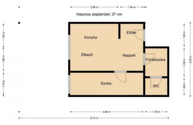 Eladó téglalakás, Komáromban 37.9 M Ft, 2 szobás