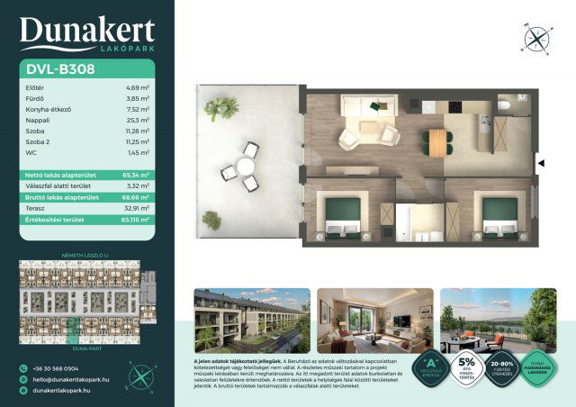 Eladó téglalakás, Vácon, Németh László utcában 91.99 M Ft