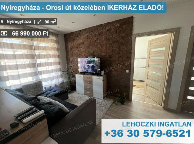 Eladó ikerház, Nyíregyházán 66.99 M Ft, 3 szobás