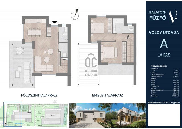 Eladó ikerház, Balatonfűzfőn 129.9 M Ft, 3 szobás