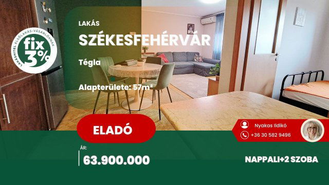 Eladó téglalakás, Székesfehérvárott 63.4 M Ft, 2+1 szobás