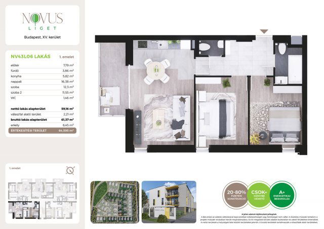 Eladó téglalakás, Budapesten, XV. kerületben, Kékszilva utcában