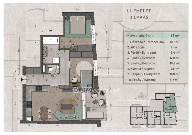 Eladó téglalakás, Budapesten, XIII. kerületben 96.47 M Ft