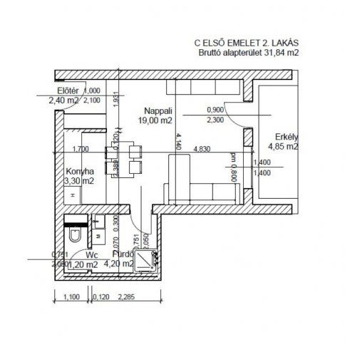 Eladó téglalakás, Bicskén, Csákvári úton 45 M Ft, 1 szobás