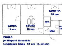 Eladó téglalakás, XIV. kerületben 56.9 M Ft, 2 szobás
